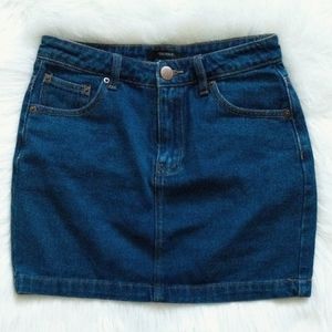 Forever 21 dark blue mini jean skirt